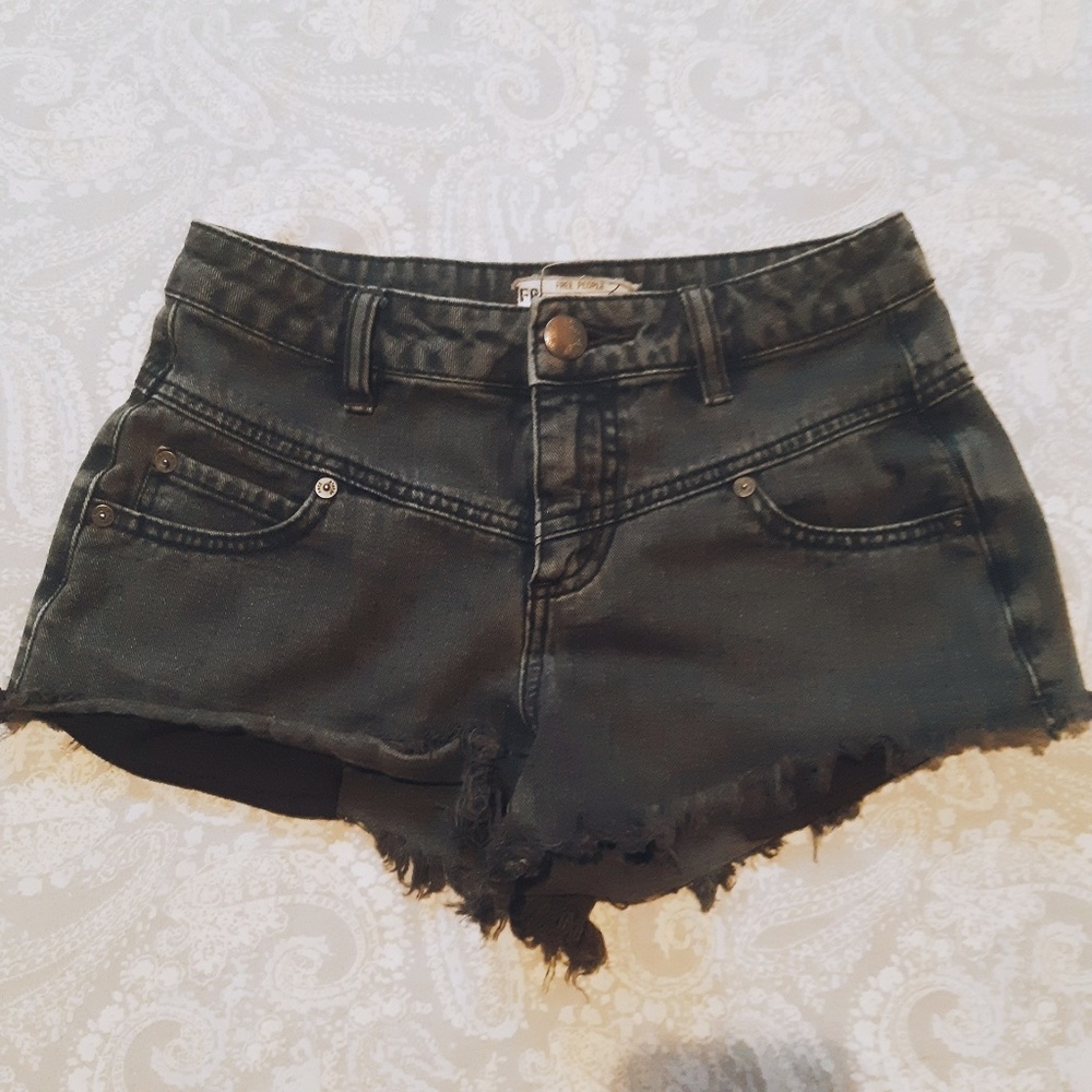Free People Black Jean Shorts